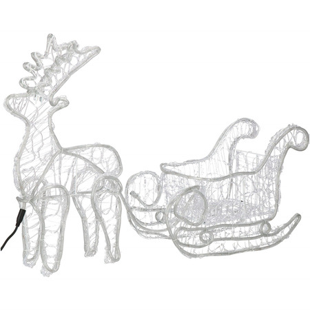 Renifer Led 150 cm świąteczny z saniami świetlna dekoracja do ogrodu biały ciepły