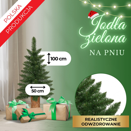 Choinka na pniu 100 cm premium sztuczna jodła zielona mini jak żywa