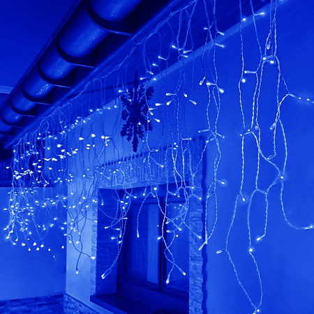 Kurtyna świetlna 300 led girlanda, lampki wewnętrzno-zewnętrzne sople niebieski