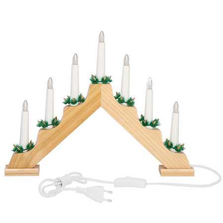 Świecznik adwentowy Led 7 świec drewniany