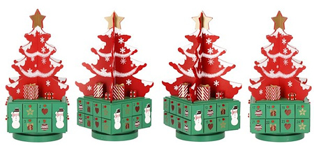 Kalendarz adwentowy drewniany 24 szufladki choinka