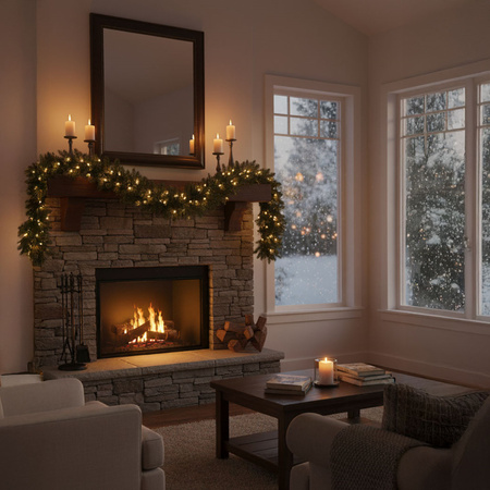 Girlanda świąteczna 200 cm choinkowa sztuczny łańcuch z gałązek na stół, kominek zielony