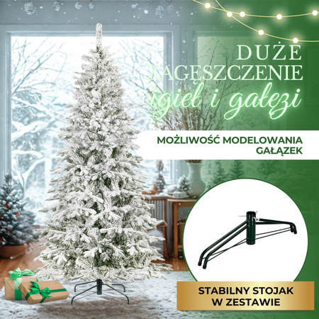 Choinka sztuczna jak żywa 250 cm świerk ośnieżony jak nowoczesny, ze stojakiem