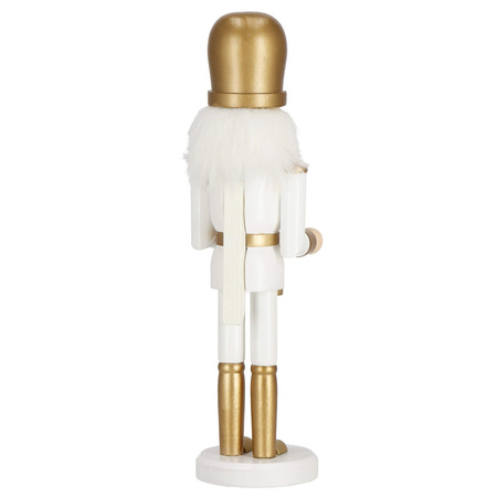 Dziadek do orzechów 30,5 cm z bębenkiem drewniany żołnierzyk złoty, figurka świąteczna