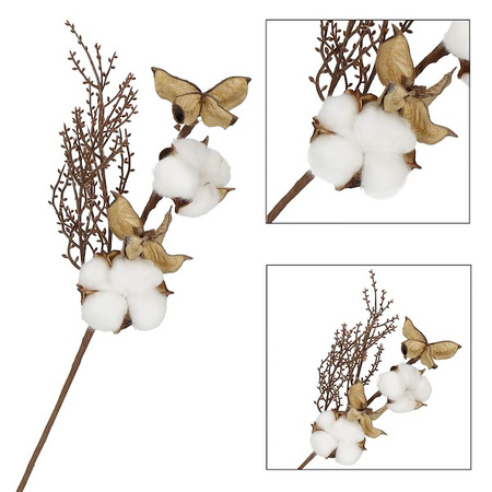 Gałązka świąteczna sztuczna dekoracja do stroika bawełna 37 cm