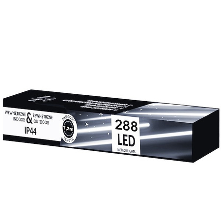 Kurtyna 288 LED meteory lampki zewnętrzne IP44 biały zimny