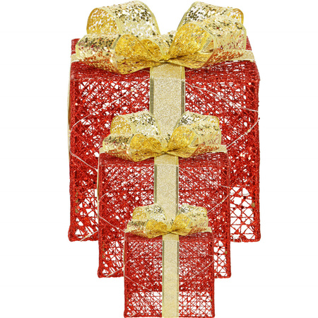 Dekoracja świąteczna LED prezenty oświetlenie zestaw 3 szt. biały ciepły