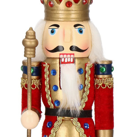 Dziadek do orzechów 31 cm z berłem, drewniany żołnierzyk multikolor, figurka świąteczna