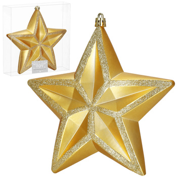 Bombka choinkowa, dekoracja świąteczna do stroika, gwiazda 15 cm nietłukąca, złota