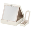 Kuferr, szkatułka na biżuterię ekoskóra 25x25x8,5 cm kremowy z przegródkami