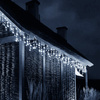 Kurtyna świetlna 750 led girlanda, lampki zewnętrzne sople zimny biały + flash