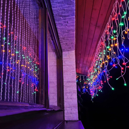 Kurtyna świetlna 500 led girlanda, lampki wewnętrzno-zewnętrzne sople multikolor