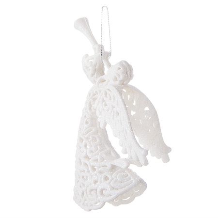 Zawieszka choinkowa biały aniołek na choinkę 16,5 cm