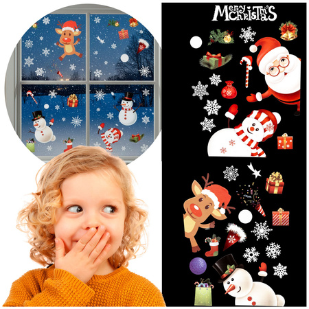 Naklejki świąteczne, dekoracje na okno 30 szt. ozdoby okienne, samoprzylepne, białe, multikolor