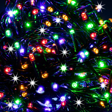 Lampki choinkowe zewnętrzne, wewnętrzne 500 led multikolor + niebieski flash 27,5 m światełka świąteczne