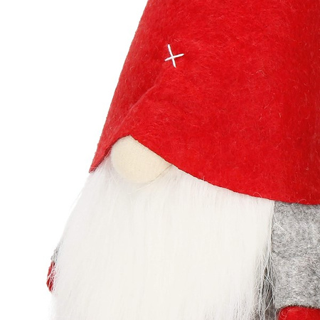 Skrzat 32cm mikołaj ozdoba świąteczna, krasnal świąteczny, gnom szary czerwony