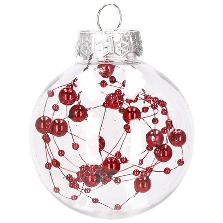 Bombki choinkowe przeźroczyste 30 szt. czerwony 7cm zestaw choinkowy