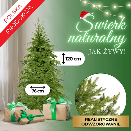 Choinka sztuczna 120 cm świerk naturalny PE choinka jak żywa
