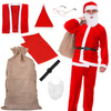 Strój świętego Mikołaja 7 elementowy z workiem jutowym czerwony kostium