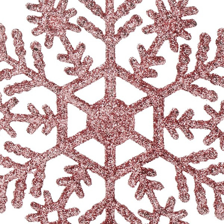 Zawieszka choinkowa 12 szt. śnieżynka 10 cm świąteczna ozdoba różowy brokat