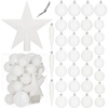 Bombki choinkowe 33 szt. ozdoby świąteczne zestaw z gwiazdą białe