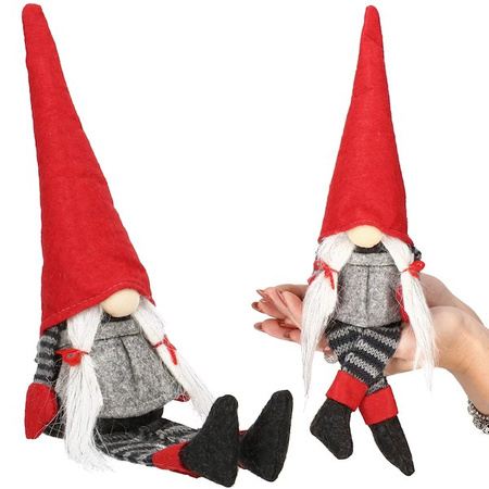 Pani skrzat 38cm ozdoba świąteczna, krasnal świąteczny, gnom siedzący