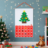 Kalendarz adwentowy na ścianę z 24 okienkami 10 ozdobami na choinkę, dekoracja świąteczna