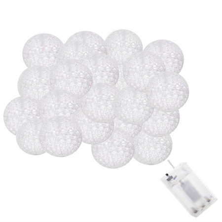 Lampki dekoracyjne cotton balls 30 LED 30 kul białe