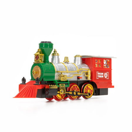 Pociąg z wagonami na baterie z efektem mgiełki i dźwiękami, lokomotywa zestaw kolejowy dla dzieci