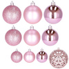 Bombki choinkowe 100 szt. ozdoby świąteczne zestaw 6/4/3 cm różowe