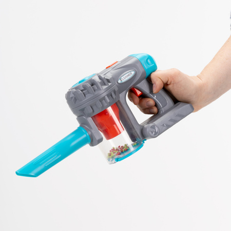 Odkurzacz pionowy, ręczny zabawkowy z dźwiękiem i akcesoriami na baterie