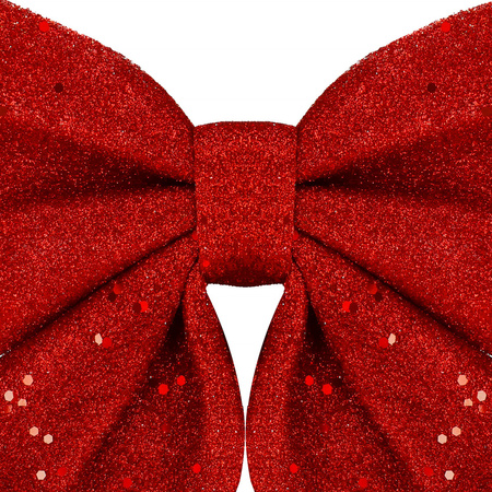 Kokardka świąteczna na choinkę brokatowa zawieszka choinkowa czerwona