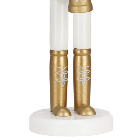 Dziadek do orzechów 30,5 cm z bębenkiem drewniany żołnierzyk złoty, figurka świąteczna