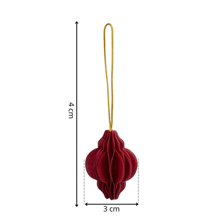 Bombki z papieru 6 szt. ozdoby choinkowe zawieszki świąteczne 4 cm rozkładane bordowe
