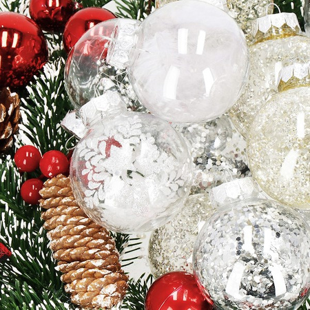 Bombki choinkowe przeźroczyste 30 szt. srebrny, złoty 7cm zestaw choinkowy