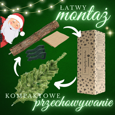 Choinka na pniu 220 cm sztuczna sosna naturalna jak żywa