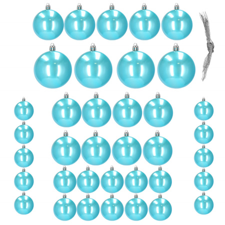 Bombki choinkowe 37 szt. perłowy niebieski zestaw choinkowy