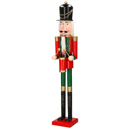 Dziadek do orzechów 120 cm drewniany żołnierzyk z bębenkiem, figurka świąteczna