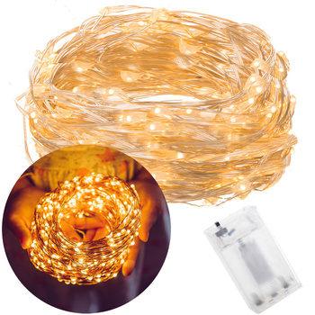 Lampki choinkowe 100 LED druciki mikro na baterie