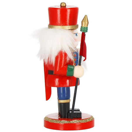 Dziadek do orzechów 15 cm z chorągiewką, drewniany żołnierzyk multikolor, figurka świąteczna