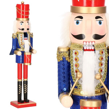 Dziadek do orzechów 51 cm drewniany żołnierzyk niebieski, figurka świąteczna