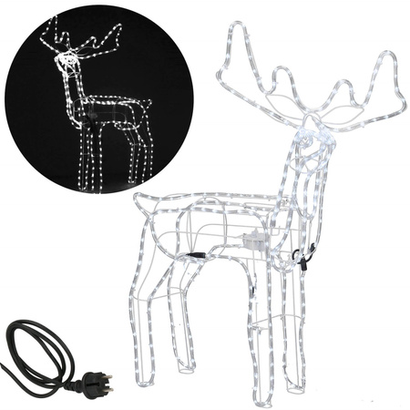 Renifer Led 115 cm świąteczny z ruchomą głową świetlna dekoracja do ogrodu biały zimny