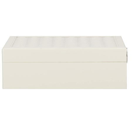 Kuferr, szkatułka na biżuterię ekoskóra 25x25x8,5 cm kremowy z przegródkami