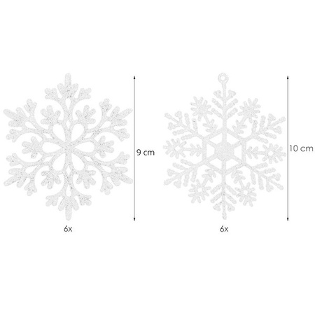 Zawieszka choinkowa 12 szt. śnieżynka świąteczna ozdoba białe brokat