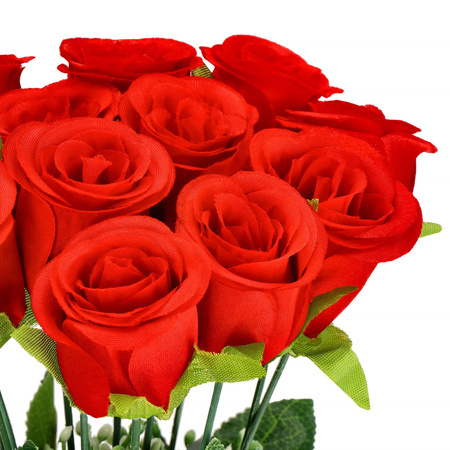 Bukiet sztucznych róż 12 kwiatów dekoracyjne czerwone