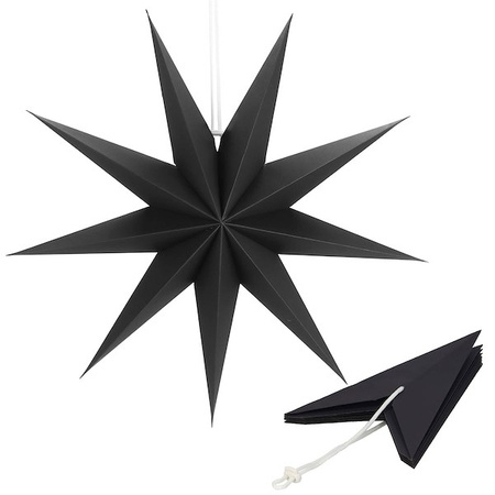Gwiazda świąteczna papierowa 3d 60 cm zawieszka choinkowa czarna