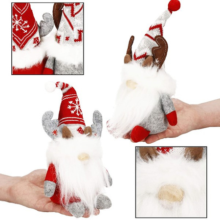 Skrzaty 27 cm ozdoba świąteczna 2 szt. renifer krasnal świąteczny, gnom