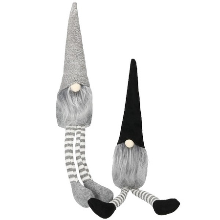 Para skrzatów 50cm ozdoba świąteczna, krasnal świąteczny, gnom siedzący czarno-szary