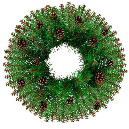 Stroik sztuczny na drzwi z naturalnymi szyszkami 45 cm wieniec świąteczny, wianek, zielony