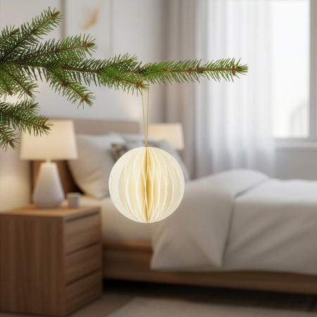 Bombki z papieru 6 szt. ozdoby choinkowe zawieszki świąteczne 8 cm rozkładane, biały